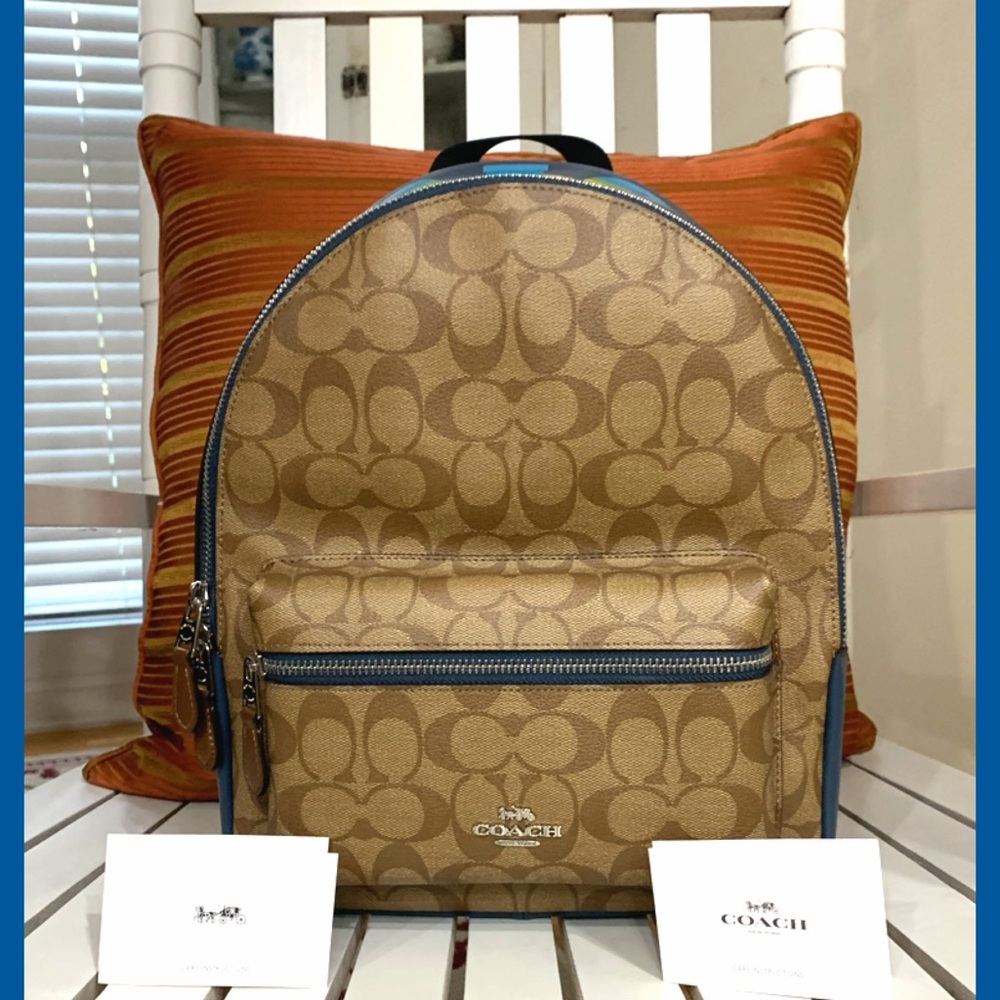 NWT! Authentic COACH rainbow signature canvas backpack